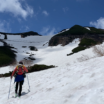 【BCクロカン】乗鞍岳の富士見沢で滑って登って・・　2022/6/12（日）